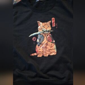 SHEIN Black Cat Samurai Sweatshirt